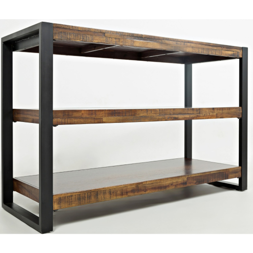 Loftworks Sofa Table in Warm Distressed Wood w/ Square Steel Legs